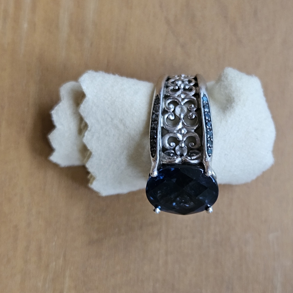 Victoria Wieck 5.33ct London Blue Topaz & Gem/Blue diamond Bridge Ring Size 7 - Picture 9 of 17